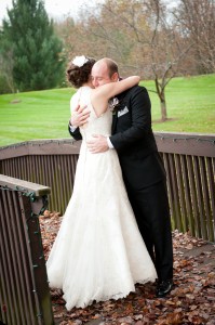 bride and groom first look