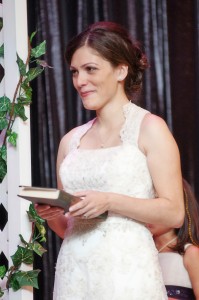 bride saying vows during ceremony