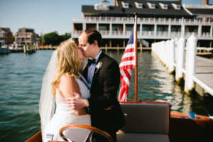 Bay Head Yacht Club New Jersey Wedding Bride and Groom on boat champagne toast ©Jessica Hendrix Photography 2016