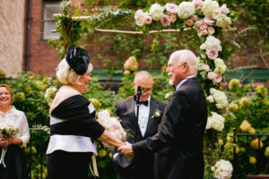 black and white wedding ceremony